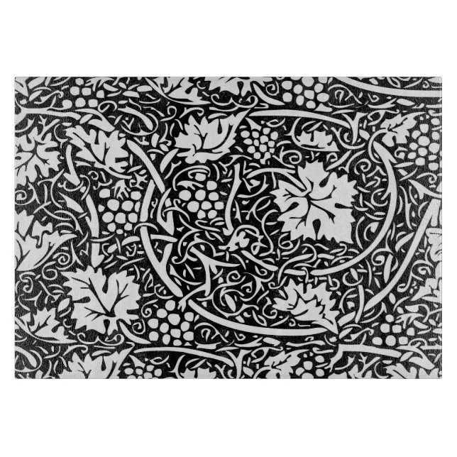William Morris Black White Grape Vine Cutting Board (Front)