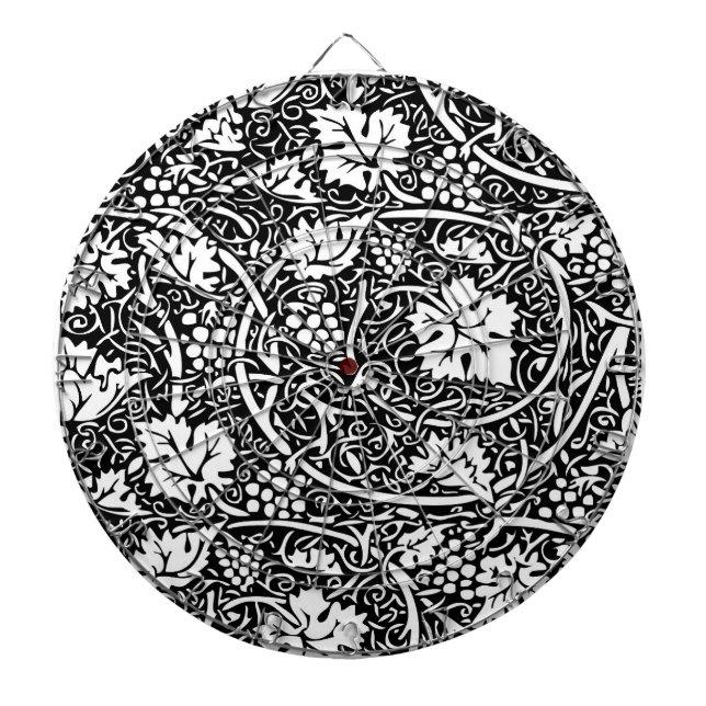 William Morris Black White Grape Vine Dartboard (Front)