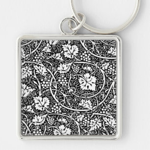 William Morris Black White Grape Vine Key Ring