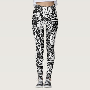 William Morris Black White Grape Vine Leggings