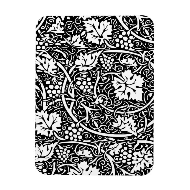 William Morris Black White Grape Vine Magnet (Vertical)