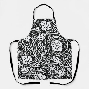 William Morris Black White Grape Vine Pattern Apron