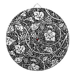 William Morris Black White Grape Vine Pattern Dartboard