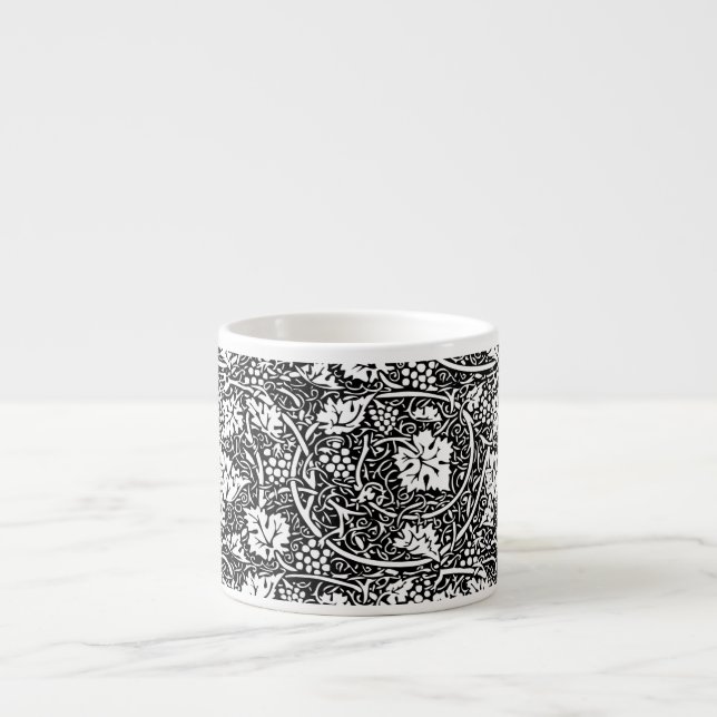 William Morris Black White Grape Vine Pattern Espresso Cup (Front)