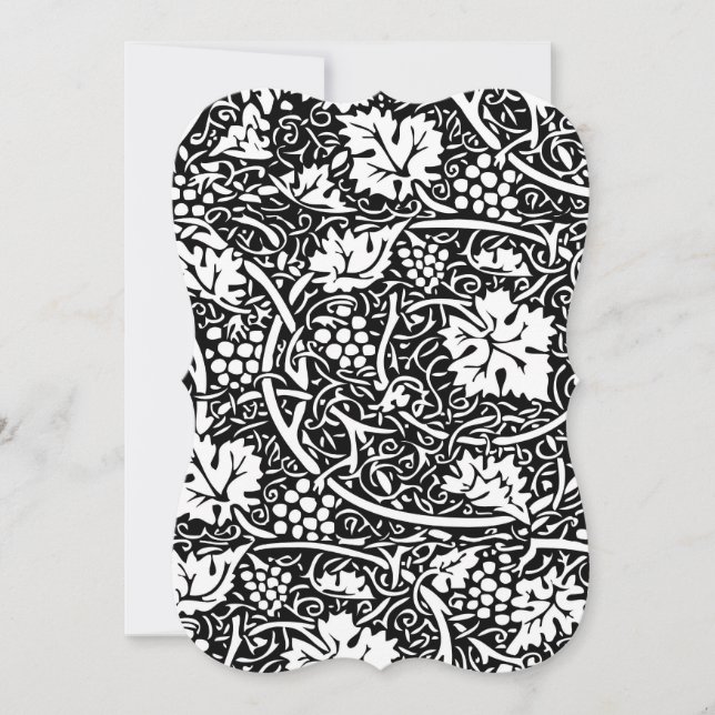 William Morris Black White Grape Vine Pattern Invitation (Front)