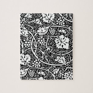William Morris Black White Grape Vine Pattern Jigsaw Puzzle