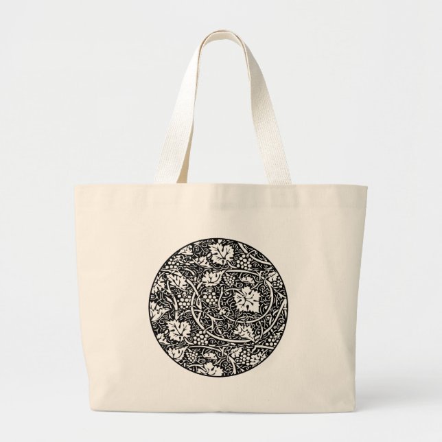 William Morris Black White Grape Vine Pattern Large Tote Bag (Front)