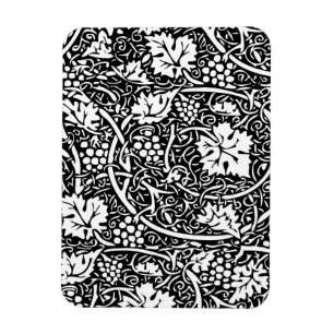 William Morris Black White Grape Vine Pattern Magnet