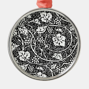 William Morris Black White Grape Vine Pattern Metal Tree Decoration