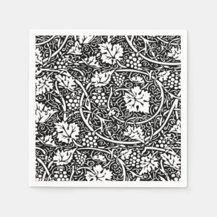 William Morris Black White Grape Vine Pattern Napkin