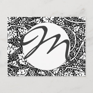 William Morris Black White Grape Vine Pattern Postcard