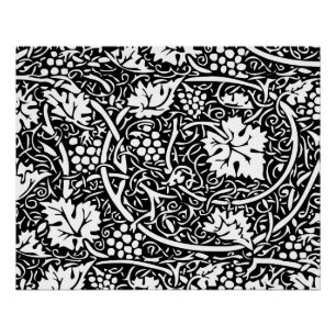 William Morris Black White Grape Vine Pattern Poster
