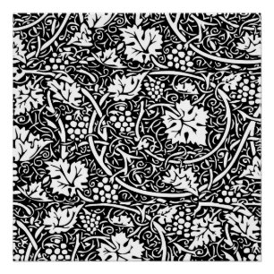 William Morris Black White Grape Vine Pattern Poster