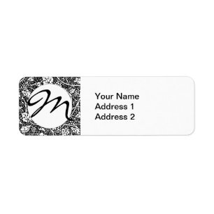 William Morris Black White Grape Vine Pattern Return Address Label
