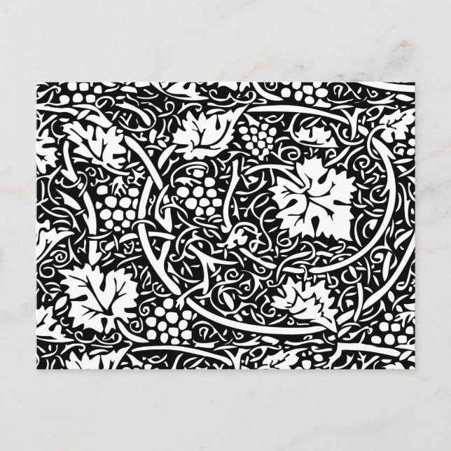 William Morris Black White Grape Vine Postcard (Front)