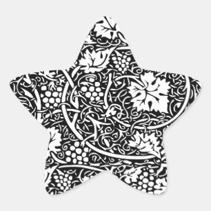 William Morris Black White Grape Vine Star Sticker