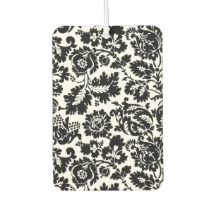 William Morris Black White Venetian Floral Pattern Car Air Freshener