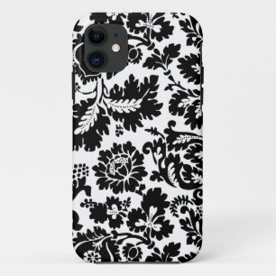 William Morris Black White Venetian Floral Pattern iPhone 11 Case
