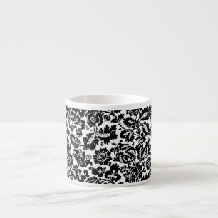William Morris Black White Venetian Floral Pattern Espresso Cup