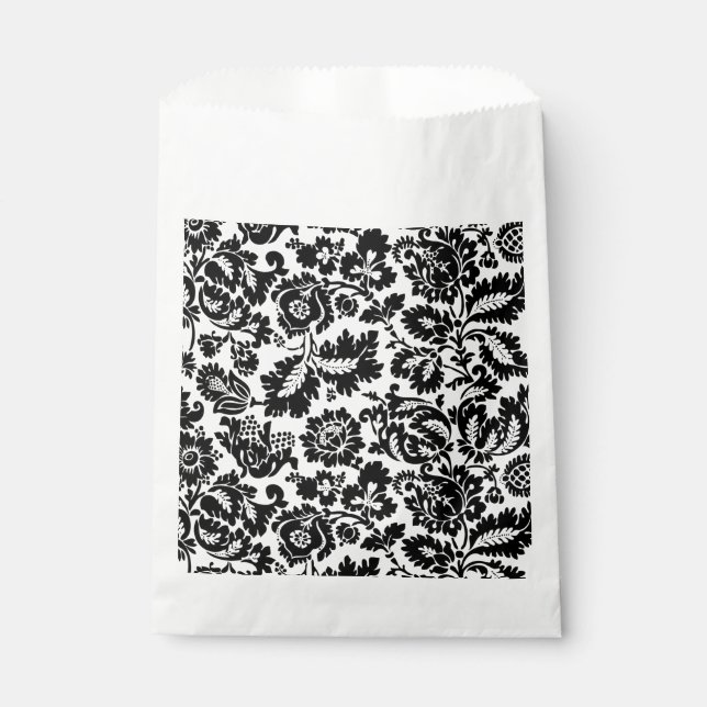 William Morris Black White Venetian Floral Pattern Favour Bag (Front)