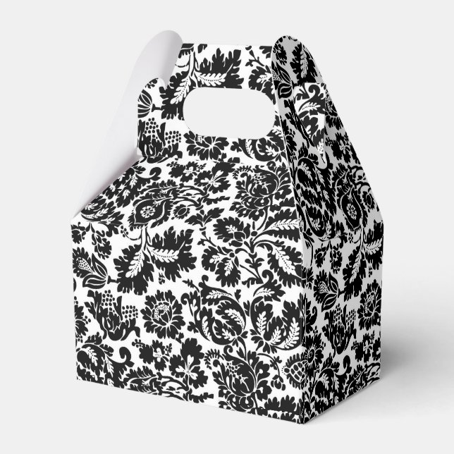 William Morris Black White Venetian Floral Pattern Favour Box (Front Side)