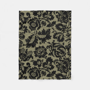 William Morris Black White Venetian Floral Pattern Fleece Blanket