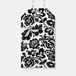 William Morris Black White Venetian Floral Pattern Gift Tags