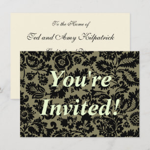 William Morris Black White Venetian Floral Pattern Invitation