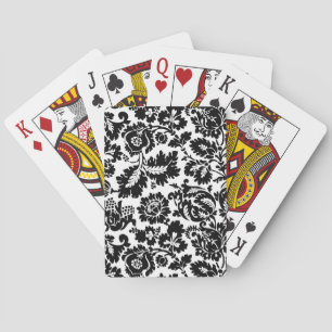 William Morris Black White Venetian Floral Pattern Playing Cards