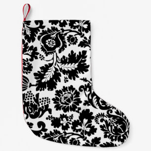 William Morris Black White Venetian Floral Pattern Small Christmas Stocking