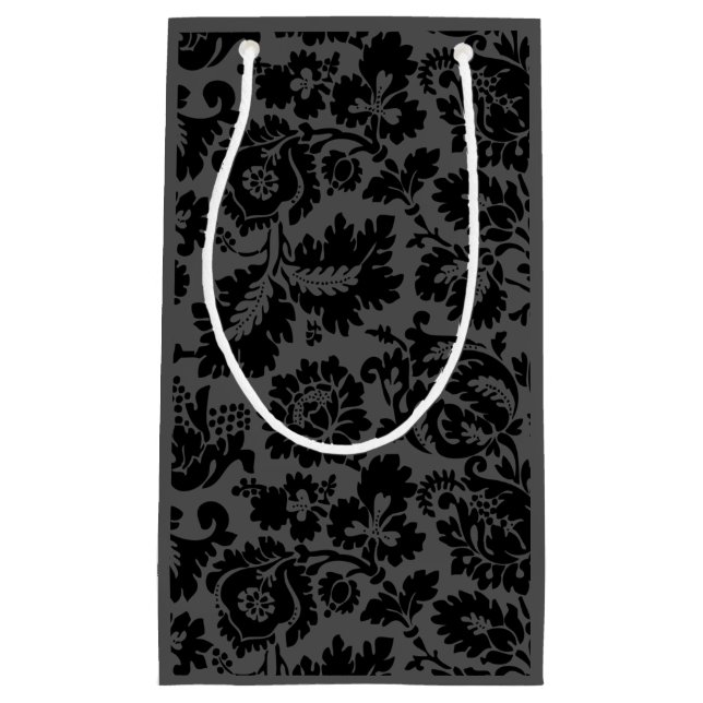 William Morris Black White Venetian Floral Pattern Small Gift Bag (Front)