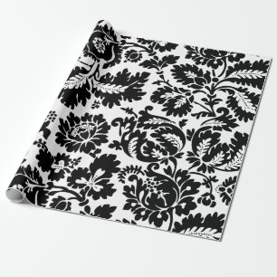 William Morris Black White Venetian Floral Pattern Wrapping Paper