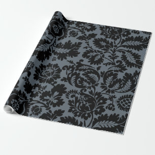 William Morris Black White Venetian Floral Pattern Wrapping Paper
