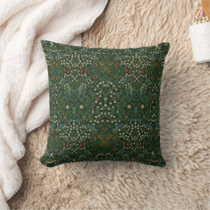 William Morris Blackthorn Blue White Green Floral Cushion