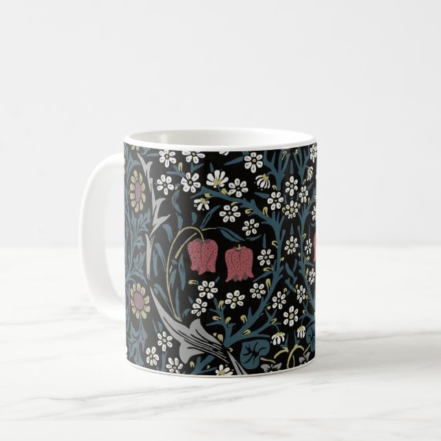 William Morris Blackthorn Floral Art Nouveau Coffee Mug (Front Left)
