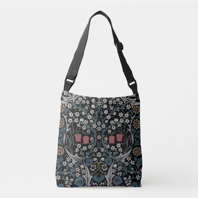 William Morris Blackthorn Floral Art Nouveau Crossbody Bag (Front)