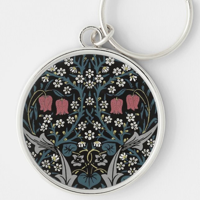 William Morris Blackthorn Floral Art Nouveau Key Ring (Front)