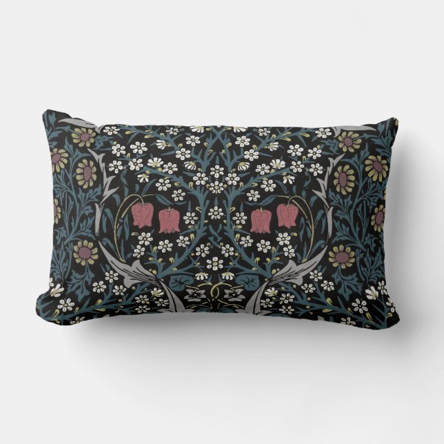 William Morris Blackthorn Floral Art Nouveau Lumbar Cushion (Front)