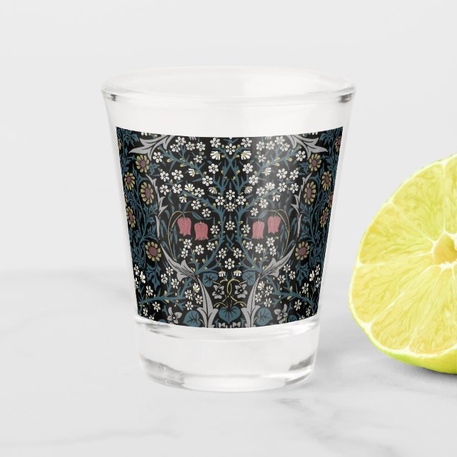 William Morris Blackthorn Floral Art Nouveau Shot Glass (Front)