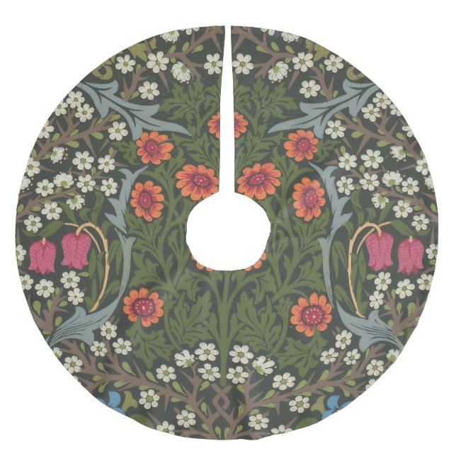 William Morris Blackthorn Garden Flower Classic Brushed Polyester Tree Skirt (Front)