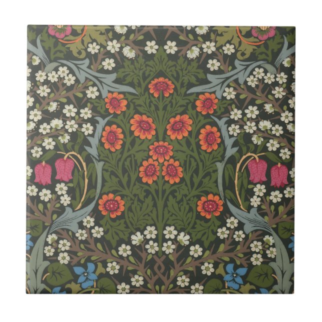 William Morris Blackthorn Garden Flower Classic Ceramic Tile (Front)