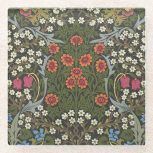 William Morris Blackthorn Garden Flower Classic Glass Coaster