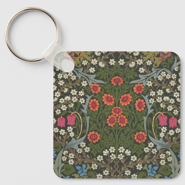 William Morris Blackthorn Garden Flower Classic Key Ring (Front)
