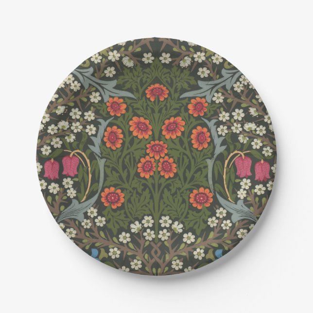 William Morris Blackthorn Garden Flower Classic Paper Plate (Front)