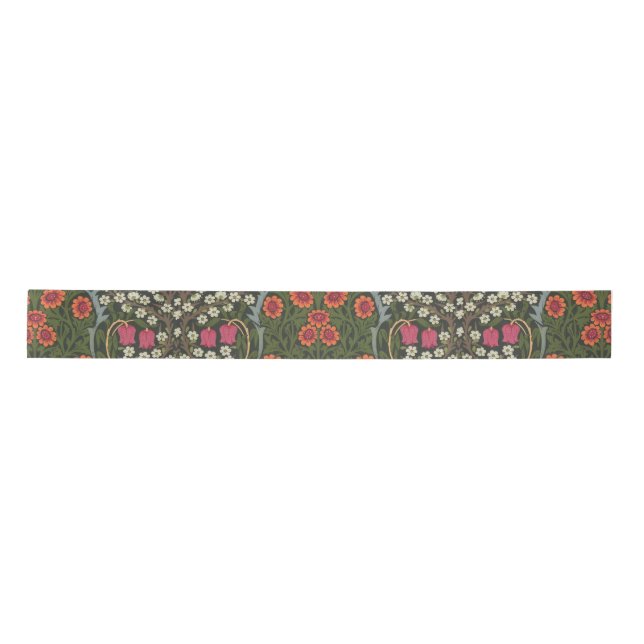 William Morris Blackthorn Garden Flower Classic Satin Ribbon (Front)