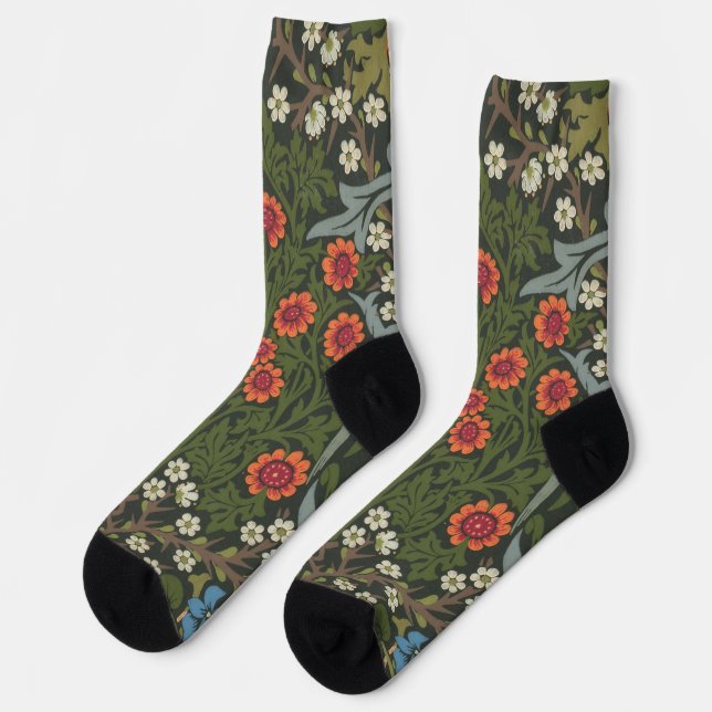 William Morris Blackthorn Garden Flower Classic Socks (Left)