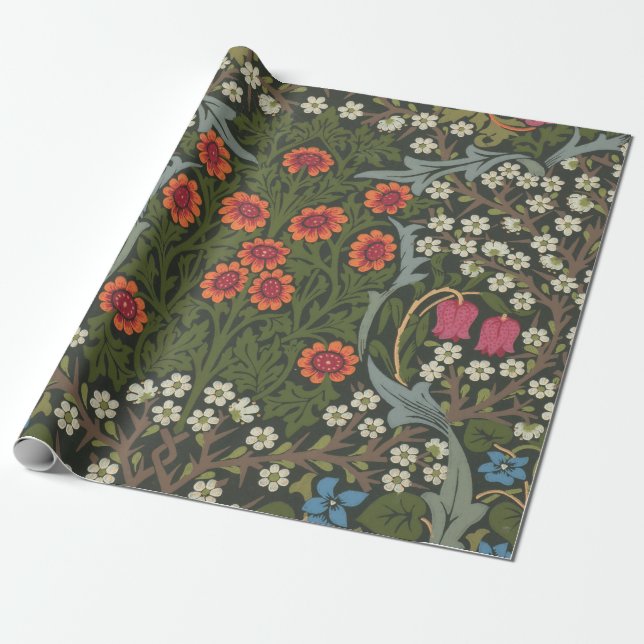 William Morris Blackthorn Garden Flower Classic Wrapping Paper (Unrolled)