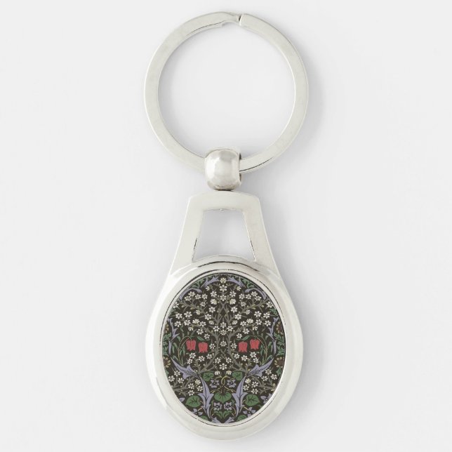 William Morris Blackthorn Tapestry Floral Key Ring (Front)