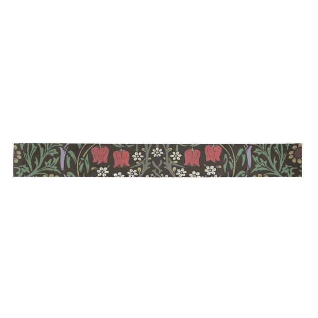 William Morris Blackthorn Tapestry Floral Satin Ribbon (Front)