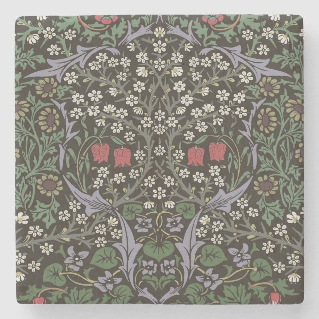 William Morris Blackthorn Tapestry Floral Stone Coaster (Front)